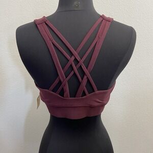 Women Activewear Butter Soft Sports Bra Crisscross Back Wine Size L NWOT‎